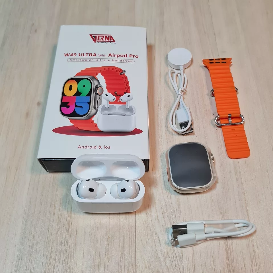 ساعت هوشمند ورنا مدل W49 Ultra with airpod pro به همراه هدفون بلوتوثی