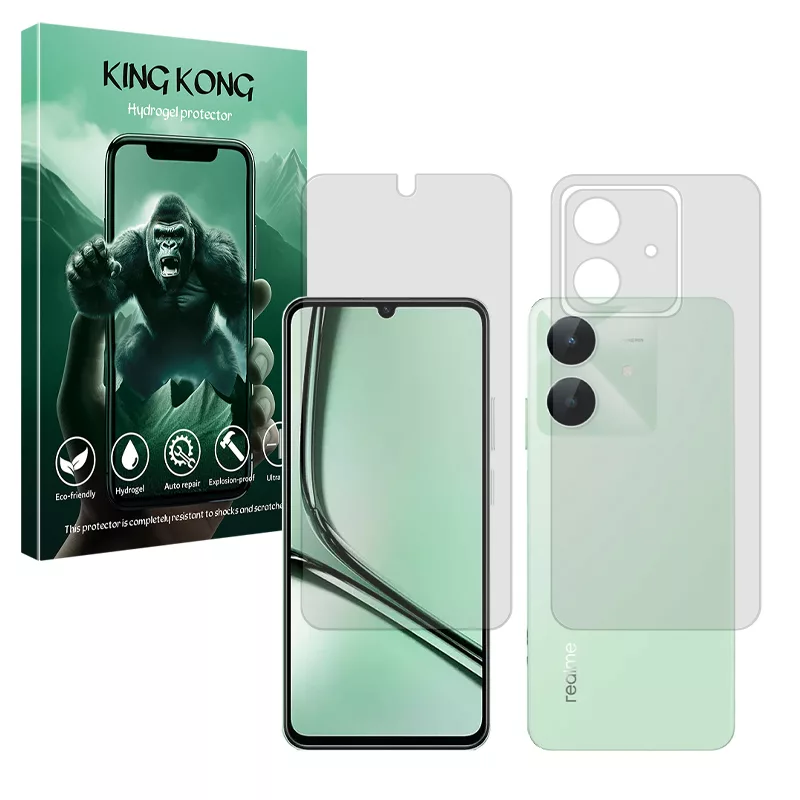 محافظ صفحه نمایش مات کینگ کونگ مدل Tough مناسب برای گوشی موبایل ریلمی Note 60X به همراه محافظ پشت گوشی محافظ صفحه نمایش مات کینگ کونگ مدل Tough مناسب برای گوشی موبایل ریلمی Note 60X به همراه محافظ پشت گوشی