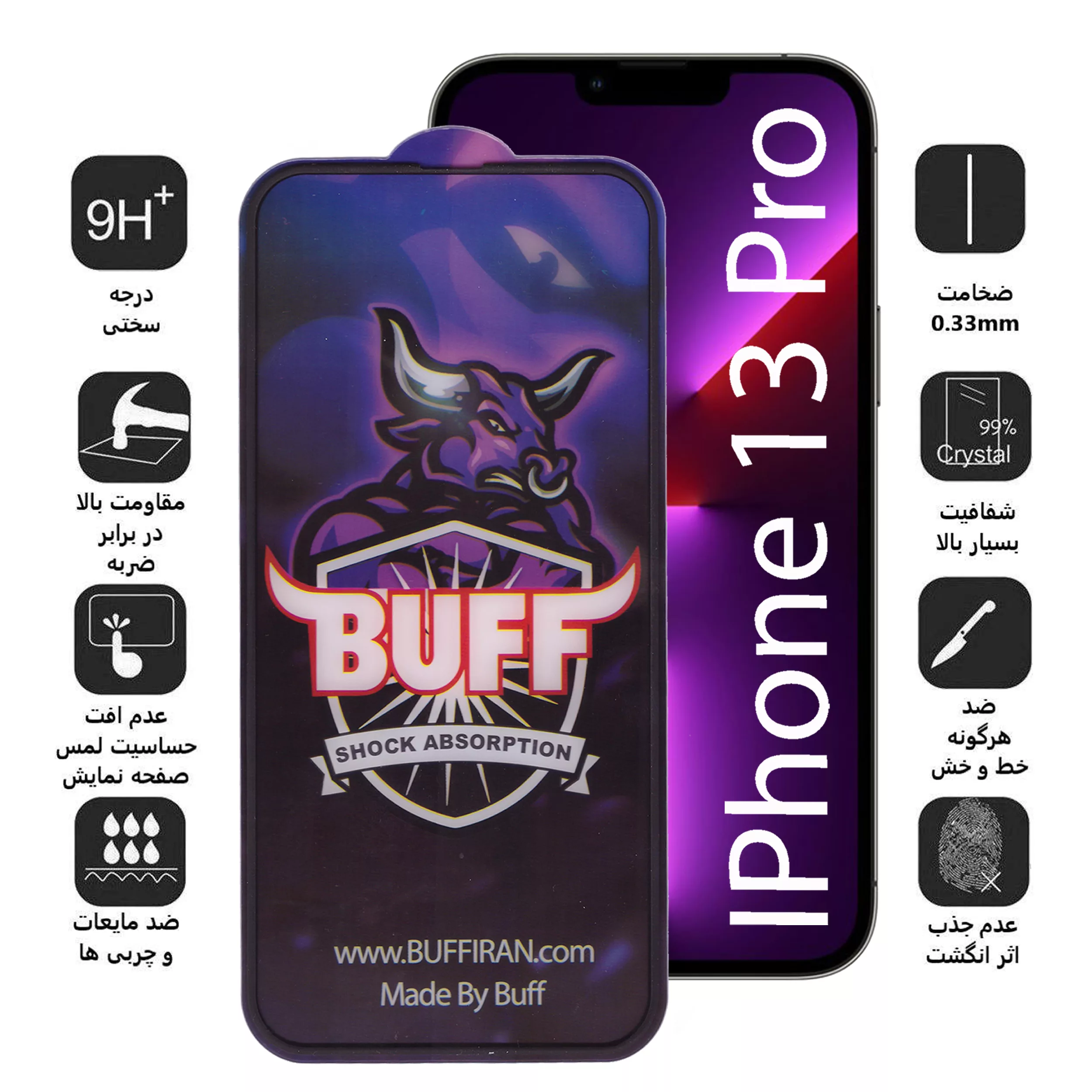 محافظ صفحه نمایش بوف مدل AirBag-Pro مناسب برای گوشی موبایل اپل Iphone13/13Pro