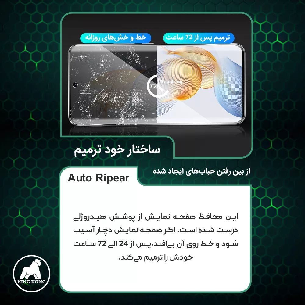 محافظ صفحه نمایش مات کینگ کونگ مدل Tough مناسب برای گوشی موبایل آنر 200 Lite