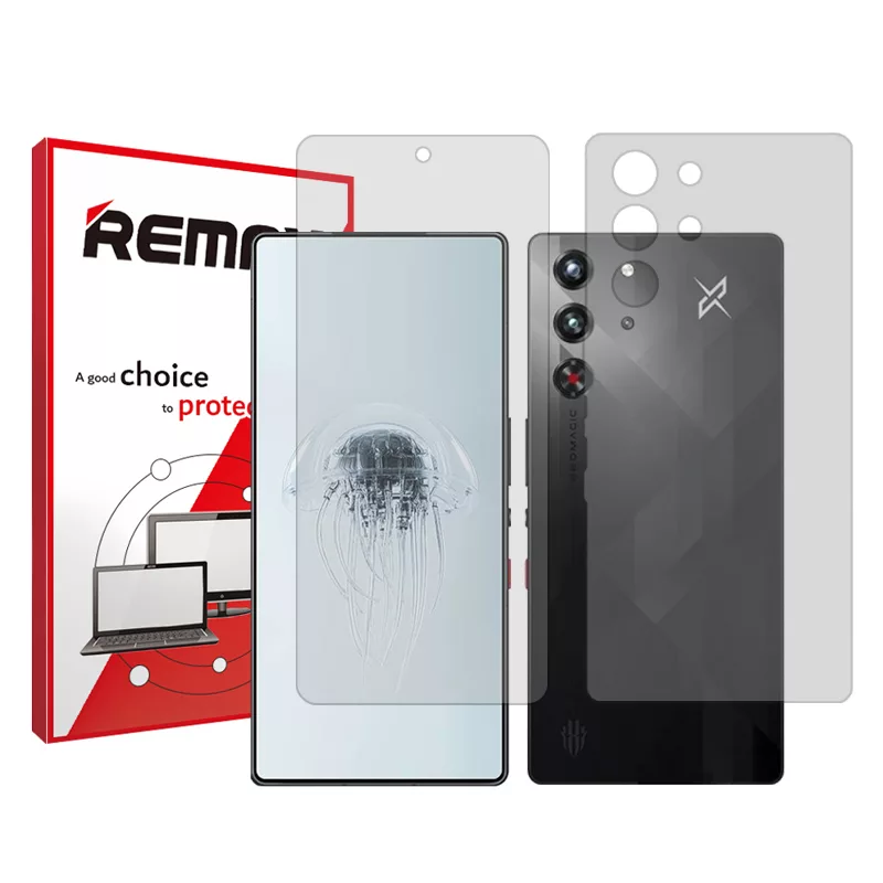 محافظ صفحه نمایش شفاف ریمکس مدل Resistant مناسب برای گوشی موبایل زد تی ای nubia RedMagic 10 Pro به همراه محافظ پشت گوشی محافظ صفحه نمایش شفاف ریمکس مدل Resistant مناسب برای گوشی موبایل زد تی ای nubia RedMagic 10 Pro به همراه محافظ پشت گوشی