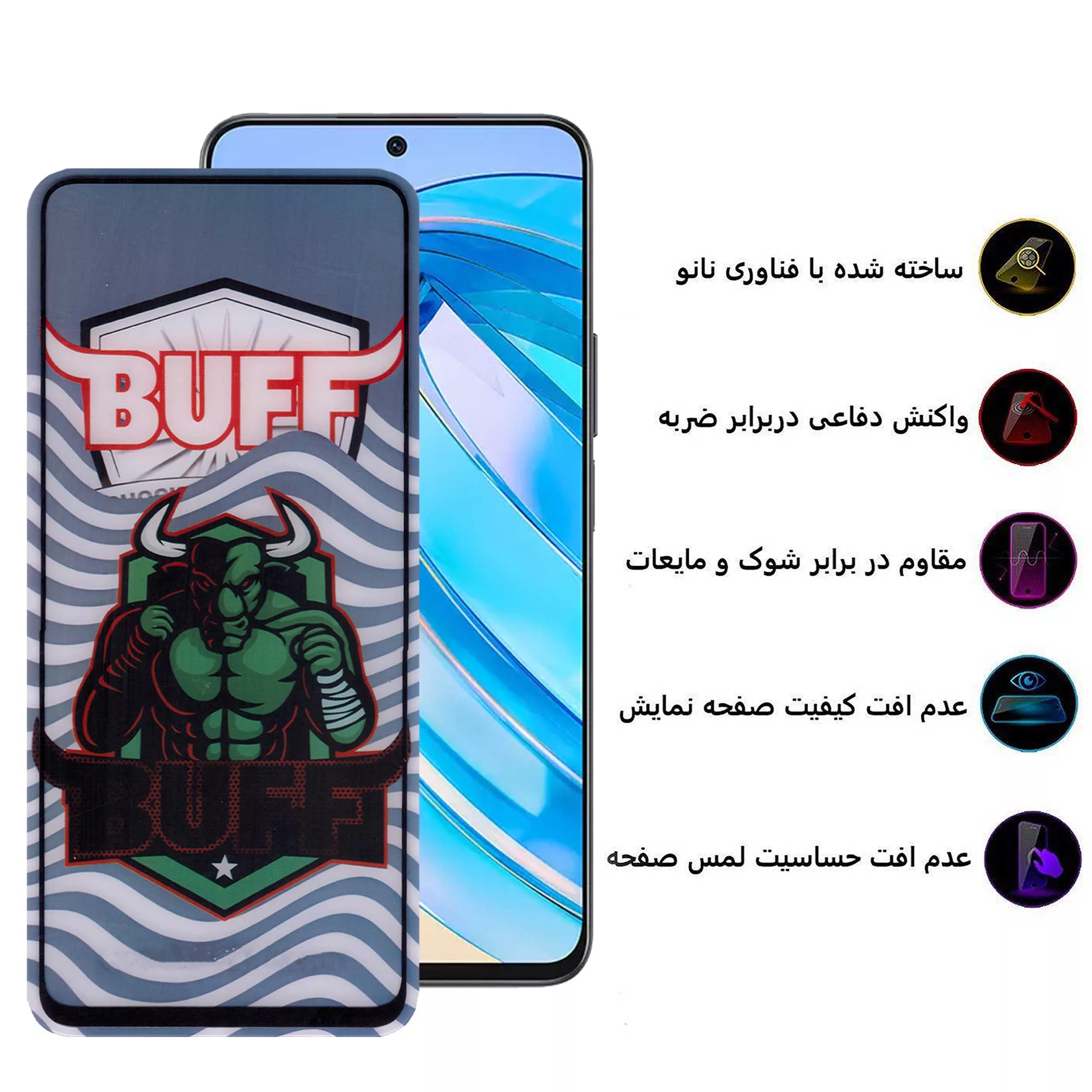 محافظ صفحه نمایش 5D بوف مدل Super Power-G مناسب برای گوشی موبایل آنر X8a