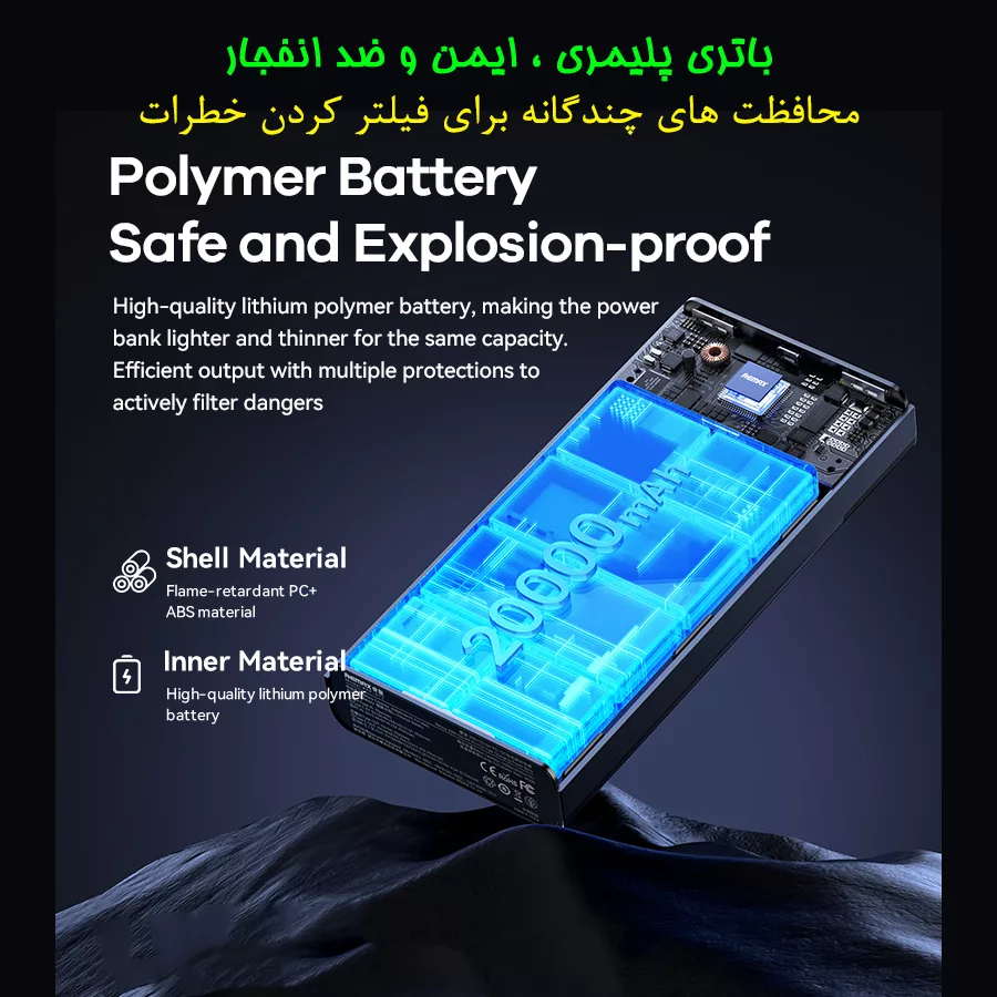 پاوربانک ریمکس مدل RPP-450 22.5W ظرفیت 20000 میلی آمپر ساعت
