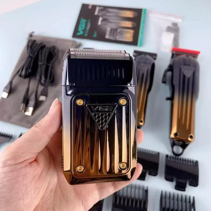ماشین اصلاح موی سر و صورت شارژی وی جی ار مدل V-644 مجموعه سه عددی
