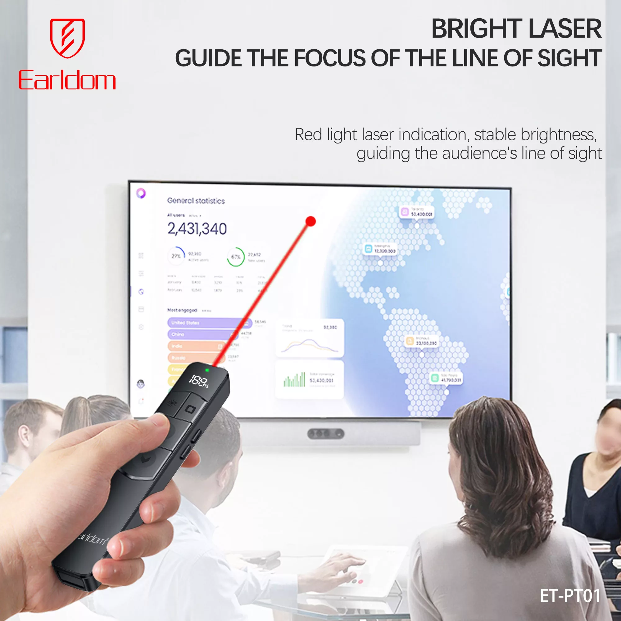 پرزنتر بیسیم ارلدام مدل FLIP-PEN PT01