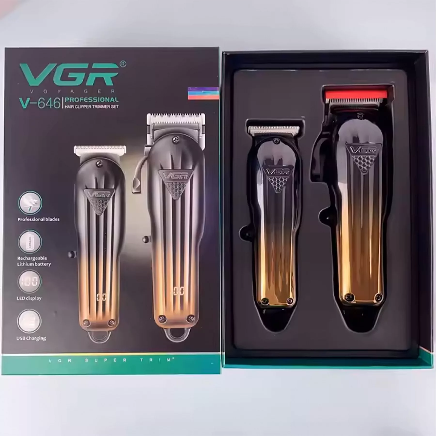 ماشین اصلاح موی سر و صورت وی جی ار مدل V-646 مجموعه دو عددی