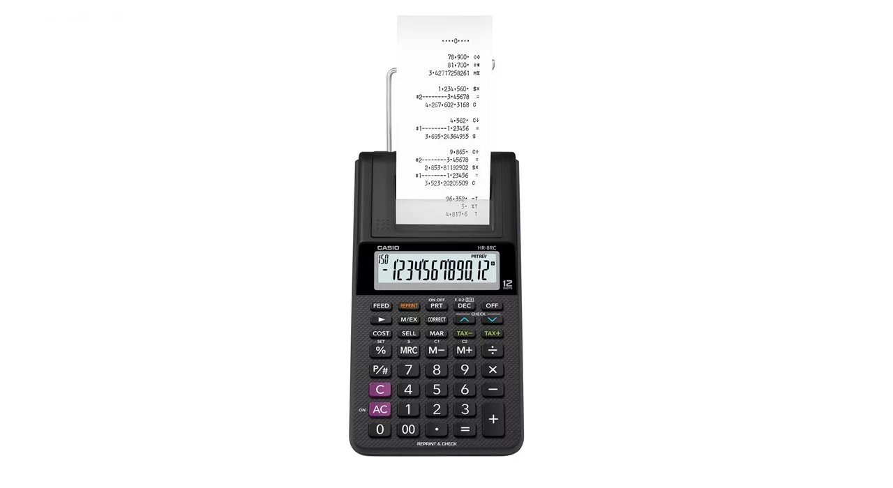 ماشین حساب کاسیو مدل HR-8RC-BK
