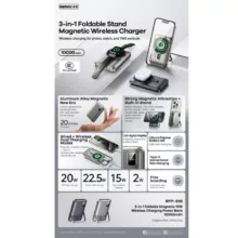 پاور بانک ریمکس مدل مگنتیک وایرلس RPP-695 ظرفیت 10000 میلی آمپر ساعت
