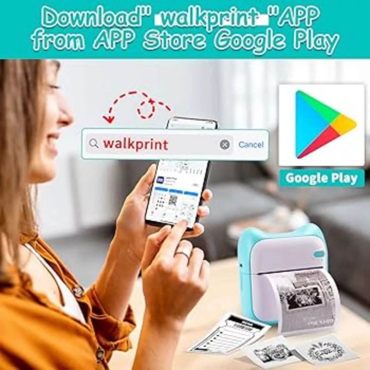 پرینتر لیبل زن ناب سل مدل پرتابل شارژی کد  BL-NAAB001111 به همراه سه عدد رول کاغذی
