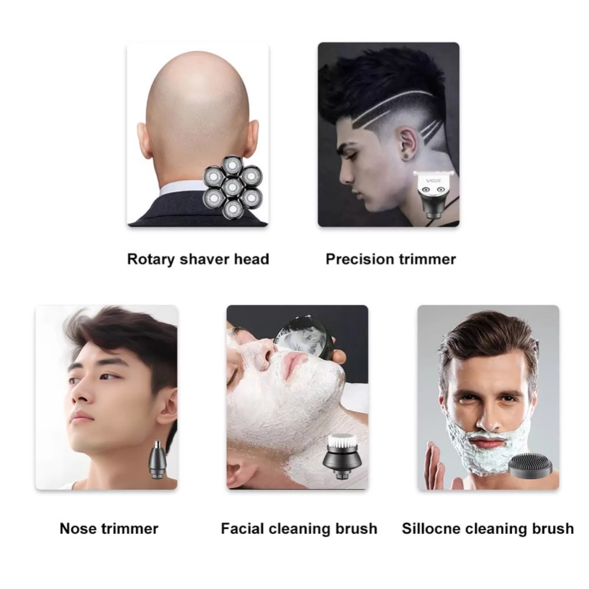 ست اصلاح موی سر و صورت شارژی وی جی ار مدل V-327