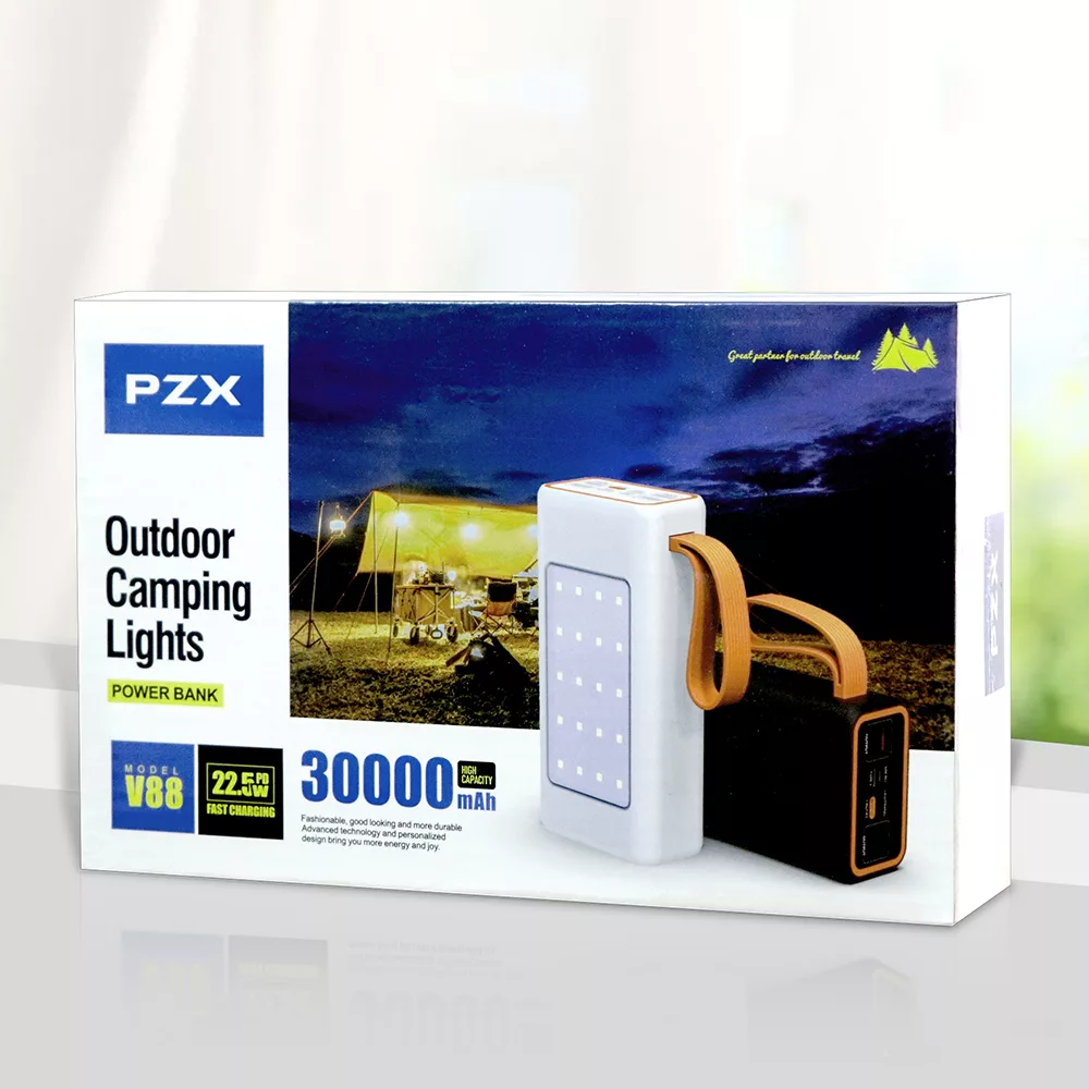پاوربانک پی زد ایکس مدل V88 Fast Charge 22.5W ظرفیت 30000 میلی آمپر ساعت