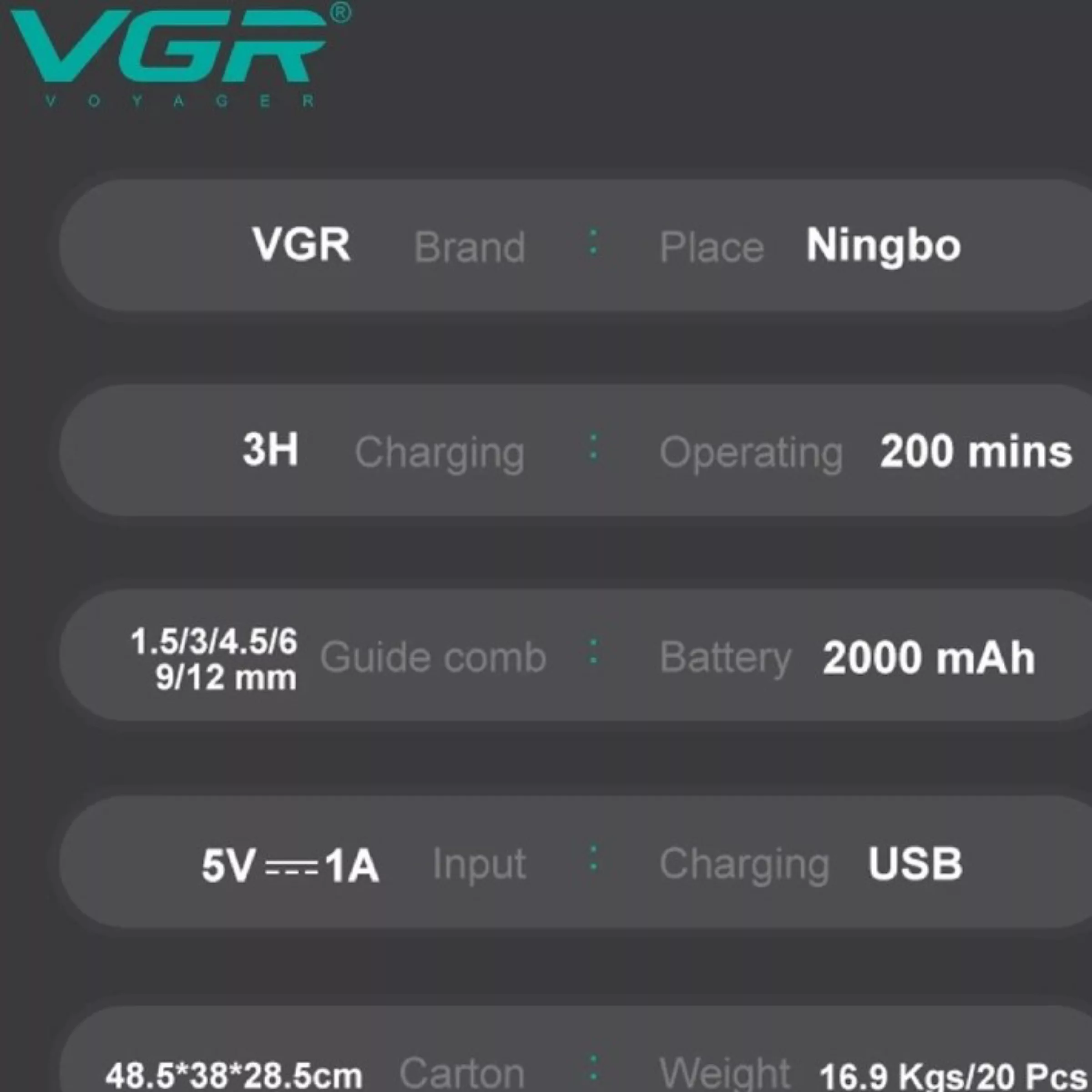 ماشین اصلاح موی سر و صورت وی جی ار مدل v-166