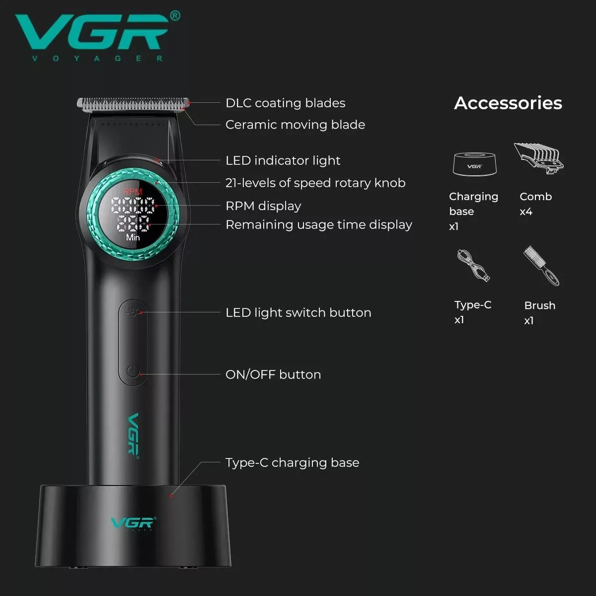 ماشین اصلاح موی سر وی جی ار مدل V-001