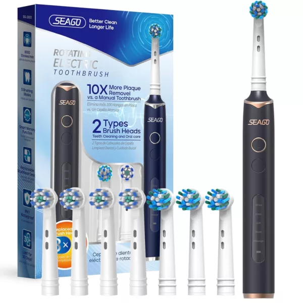 مسواک برقی سیگو مدل SG-2603 به همراه سری یدک بسته 8 عددی