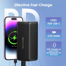 پاوربانک راوپاور مدل RP-PB208Pro ظرفیت 20000 میلی آمپر ساعت