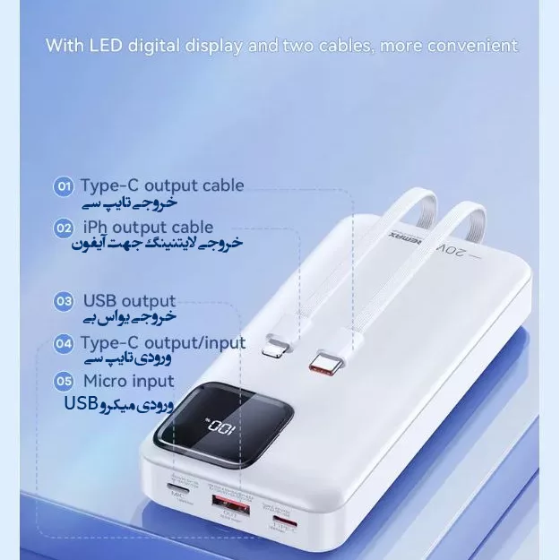 پاوربانک ریمکس مدل Fast Charge 513 ظرفیت 20000 میلی آمپر ساعت