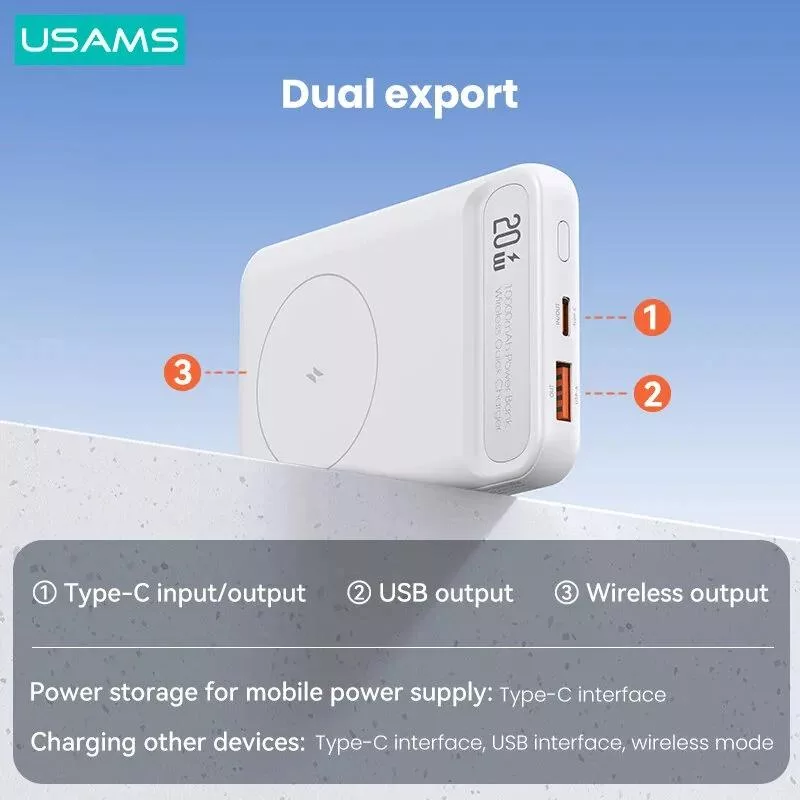 پاوربانک یوسمز مدل US-CD214-22.5W ظرفیت 10000 میلی آمپر ساعت