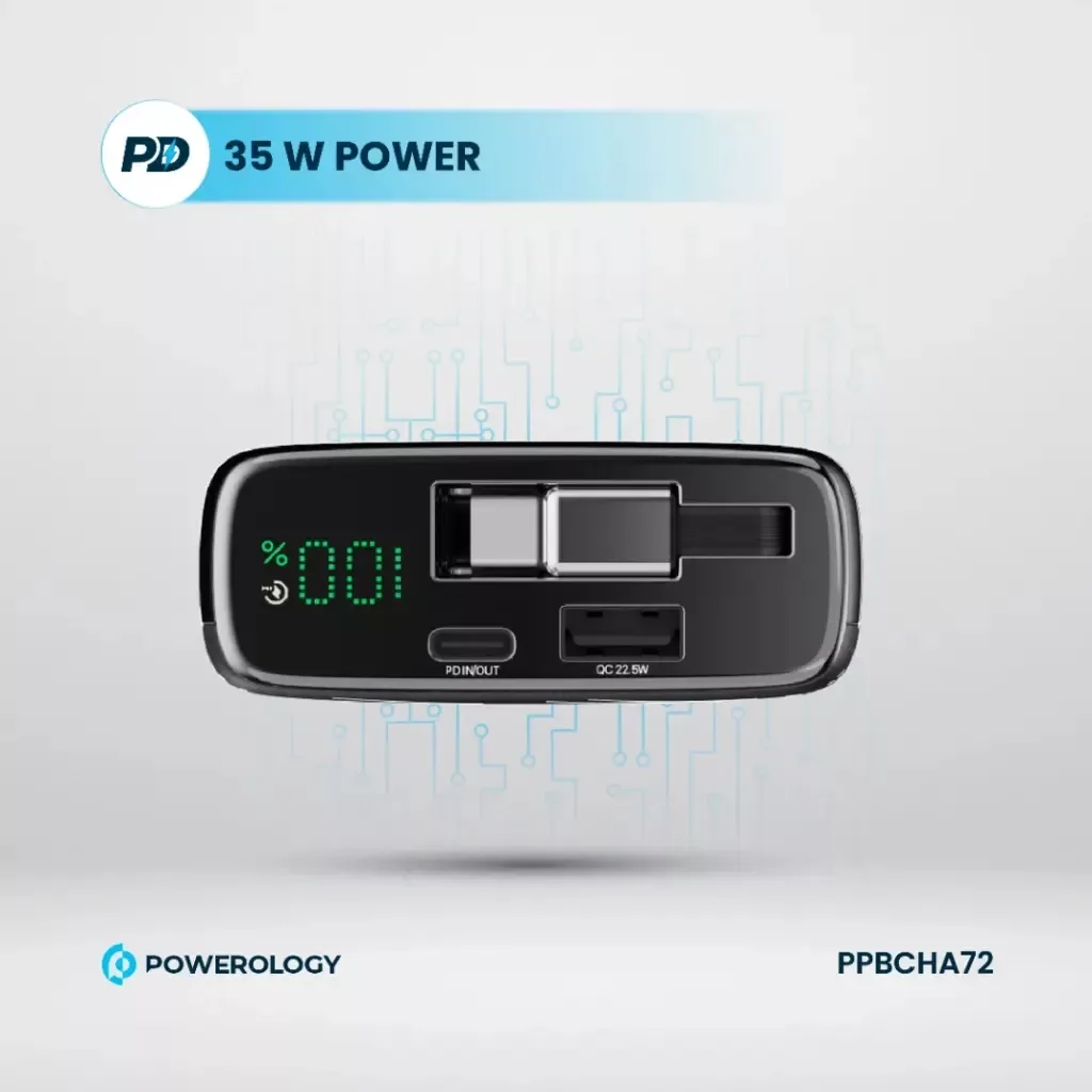 پاوربانک پاورلوژی مدل PPBCHA72 ظرفیت 20000میلی آمپر ساعت
