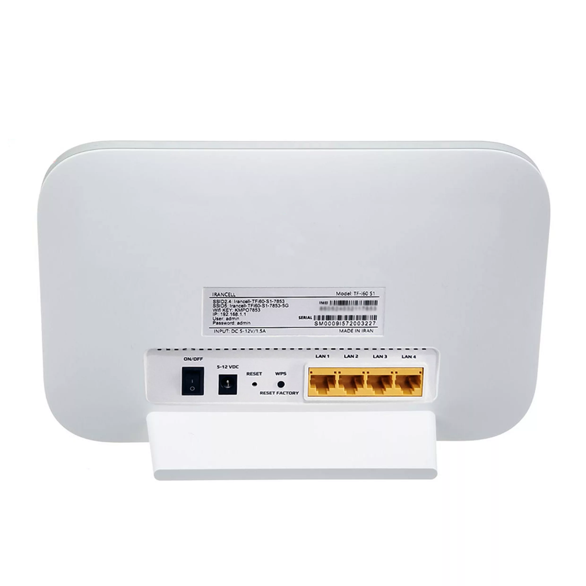 مودم 4G/TD-LTE ایرانسل مدل TFi60-S1 به همراه سیمکارت دوقلو و 480 گیگابایت اینترنت یک ساله