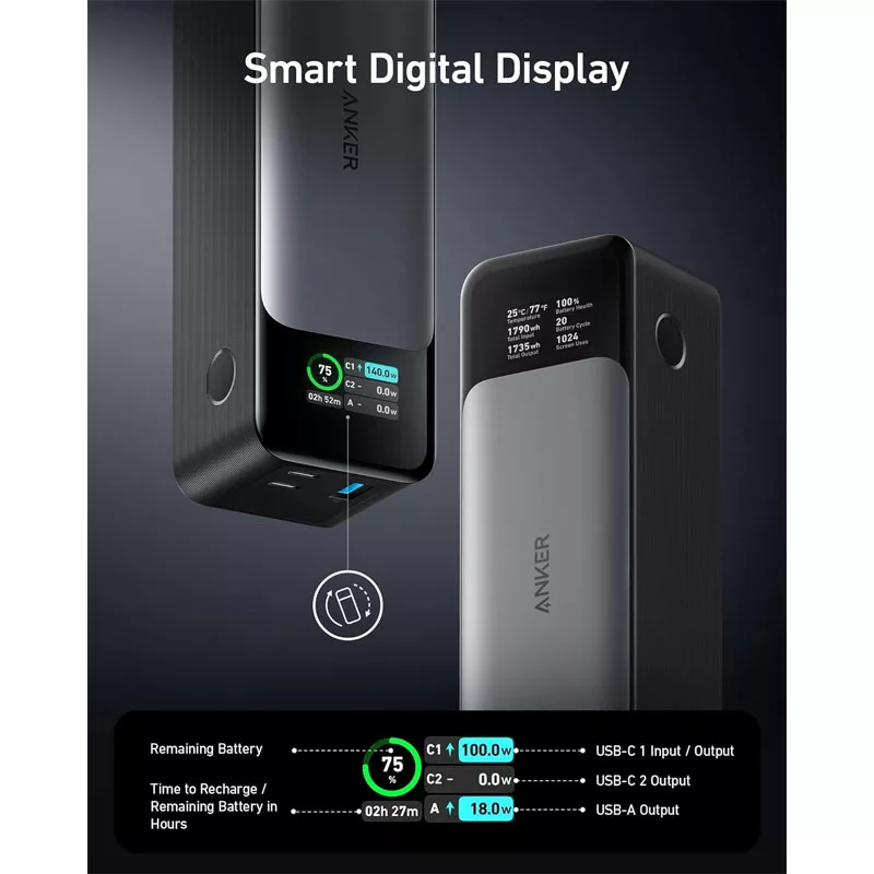 پاوربانک انکر مدل A1289 Anker 737 ظرفیت 24000 میلی آمپر ساعت