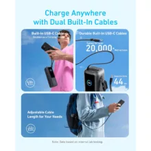 پاوربانک انکر مدل A1695 ظرفیت 25000 میلی آمپر ساعت به همراه دو کابل USB Type-C