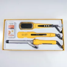 اتو مو انزو پروفیشینال مدل EN-3955W به همراه برس حرارتی و فرکننده مو